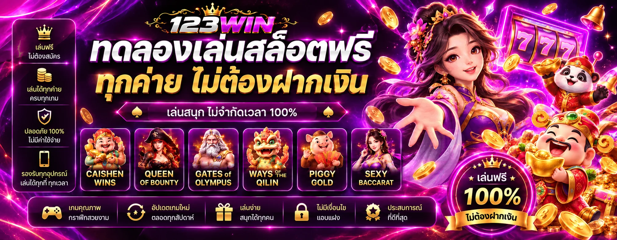 ภาพประกอบ 123WIN ทดลองเล่นสล็อตฟรี เรียนรู้เกมก่อนใช้เงินจริง